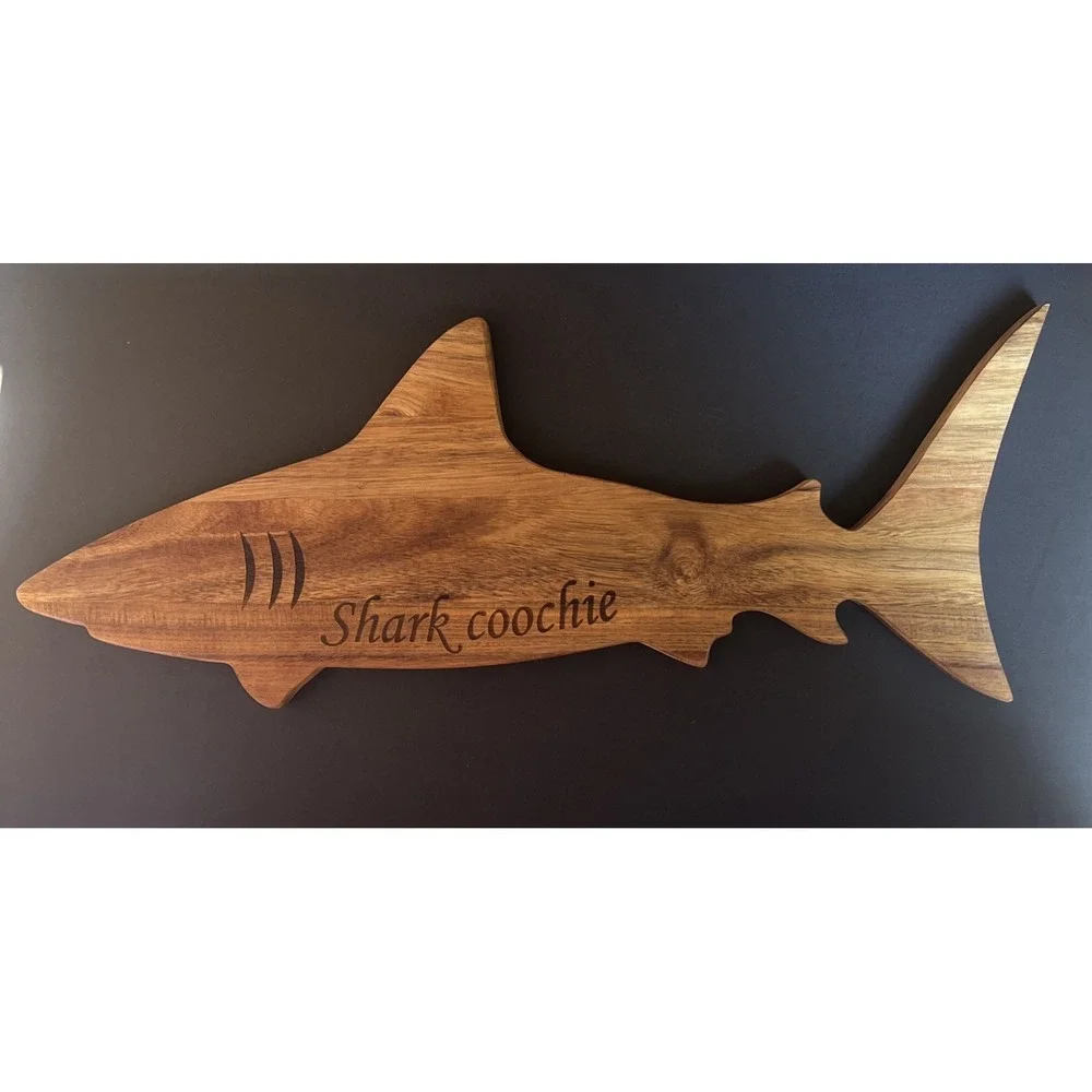 Funny Shark Coochie Board Shark-Shaped Wood Charcuterie Cutting Board 23